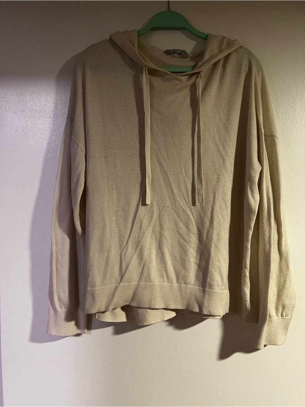 Women's Lightweight Cream Hooded Pullover Sweatshirt